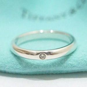 Tiffany & Co Elsa Peretti Diamond Sterling Silver stacking ring - Size 4